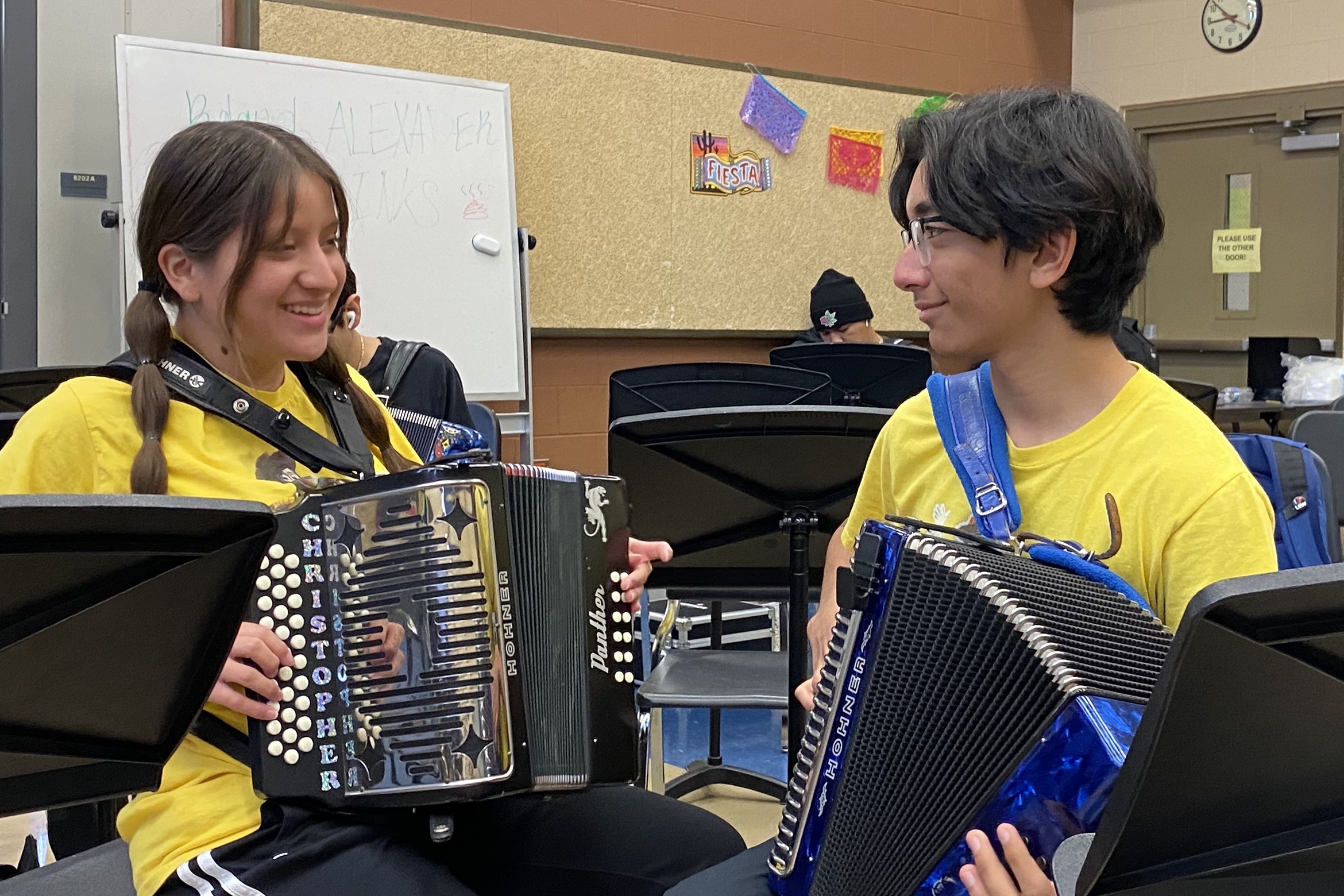 Two Edison students with accordions